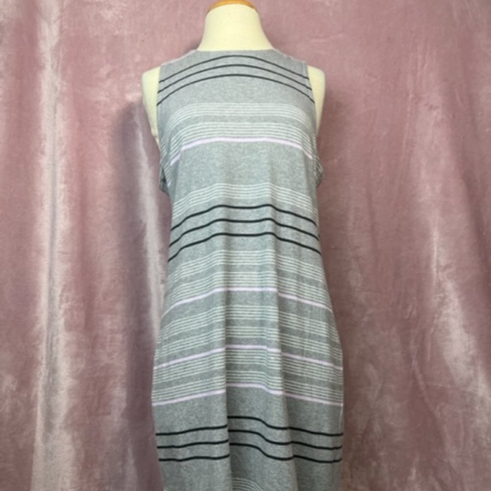Lou & Grey Womens Gray MultiColored Stripped Sleeveless Summer Dress Size Medium